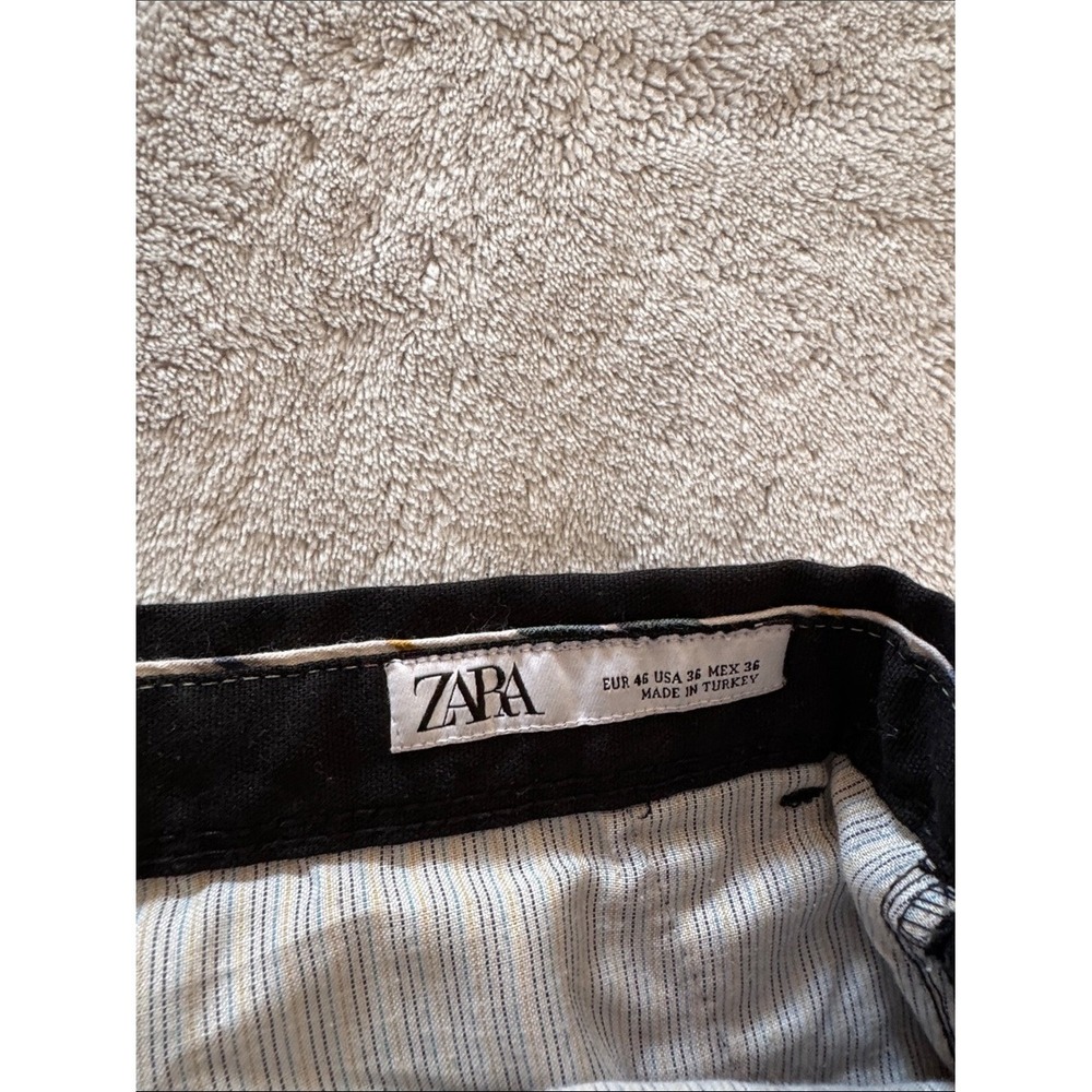 Zara Men's Black Slim Fit Chino Pants Stretch Casual Trousers Size 36 - Picture 7 of 8